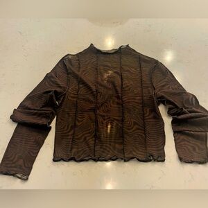 Mesh  Animal Print Tee-Long Sleeves